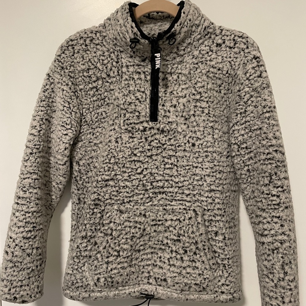 VS PINK Grey Quarter Zip Sherpa